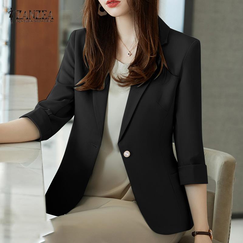 ZANZEA Женский повседневный офисный женский кардиган с рукавом шесть четвертей, блейзер, верхняя одежда