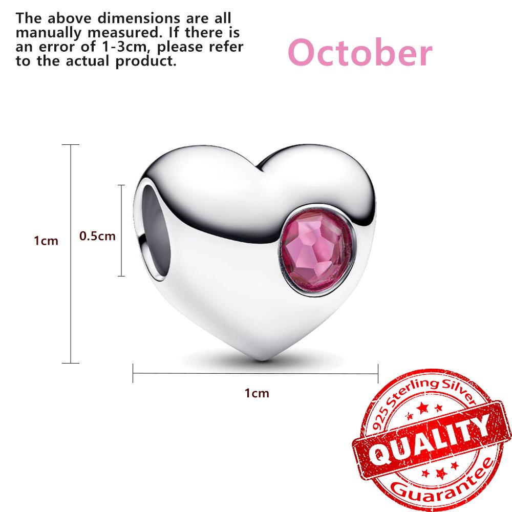 Мелкая медь Двенадцать камней-талисманов Сердце Бусины Шарм Подходит для оригинального браслета Женский Подростковый Милое Ожерелье Ювелирные Аксессуары