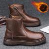 Зимние ботинки мужские из натуральной кожи в стиле ретро простые высокие повседневные ботинки на толстой подошве ботильоны