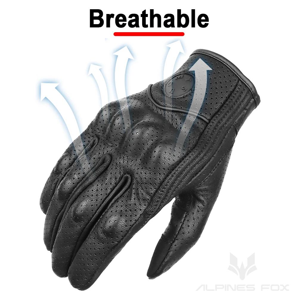 Suomy Motorcycle Leather Gloves Retro Motorcyclist Gloves Men Women Vintage Motocross Gloves Black Motorcycle Accessories