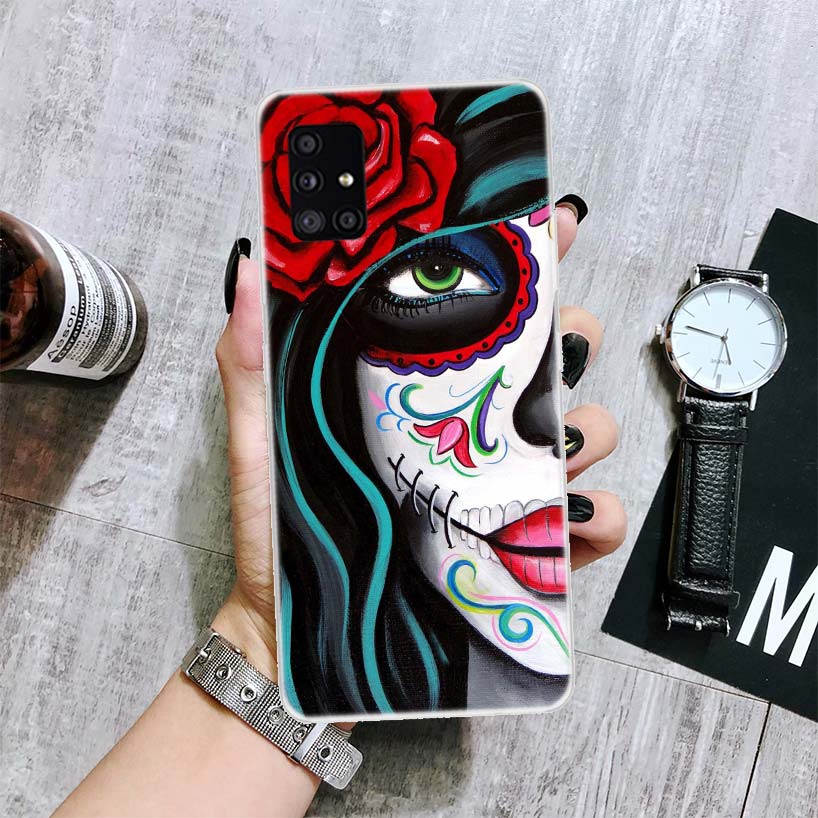 Чехол для телефона Catrina Beautiful Rose Girl Skull для Samsung Galaxy A52 A32 A22 A12 A02S A50S A30S A51 A31 AA71 Note 20 Ultra 10 S10