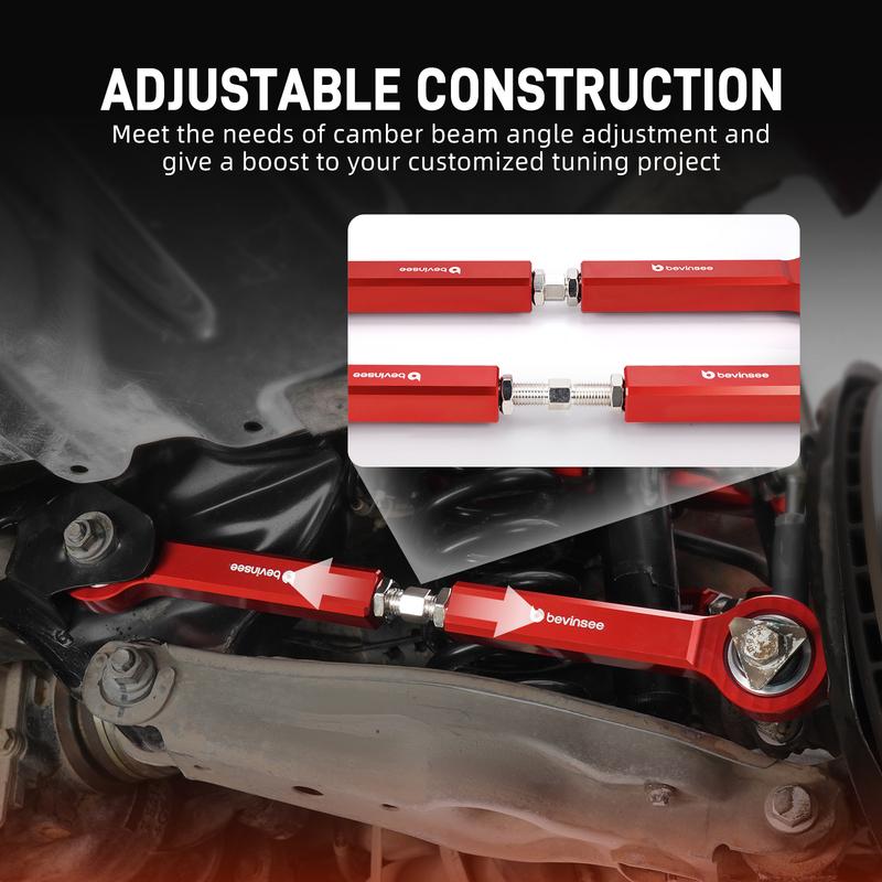 BEVINSEE Adjustable Rear Toe Control Arms w/Monoball For BMW E90 E91 E92 E93 E81 E82 E87 E88 X1 Rear Axle Left & Right