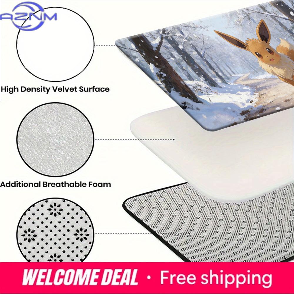 Pokemon Eevee Snow Forest Print Doormat Anti-slip Absorbent Floor Mat for Home Entrance Bedroom Living Room Decor