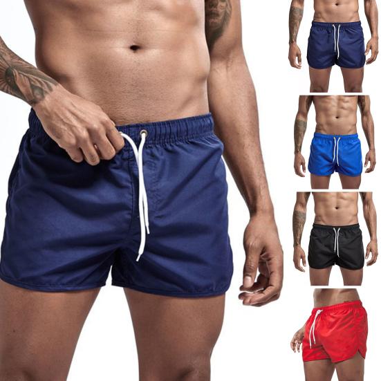 Men Shorts Lightweight Breathable Athletic Elastic Waist Casual Ultra-Short Solid Color Shorts Beach Summer Wear