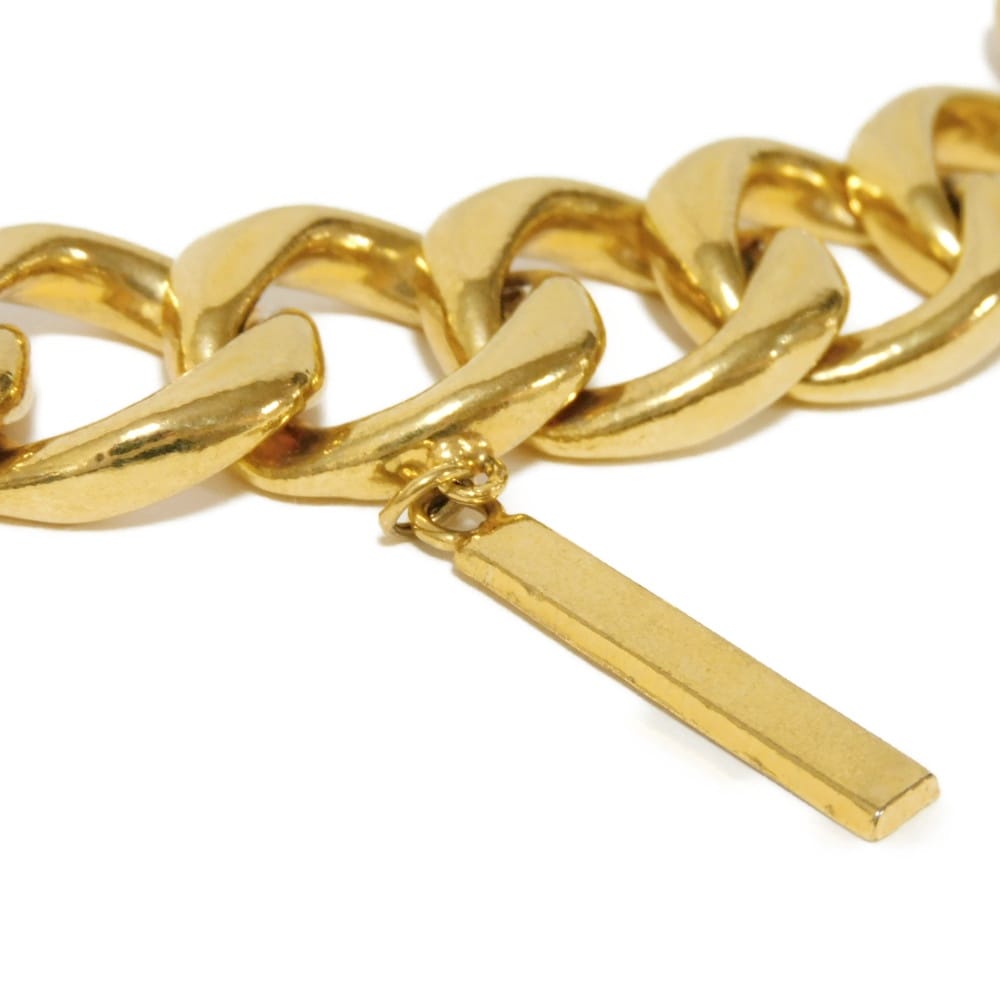 Used 10059 Miami Cuban Logo Charm 0.9" 7984 Curb Chain, Extra Thick, Gold Plated, Vintage Gold Men's from Japan