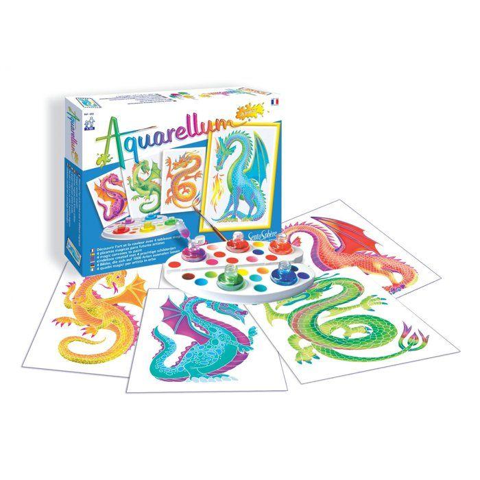Peinture aquerelle - SENTOSPHERE - Aquarellum Junior - Dragons - 5 couleurs - Sertissage sur papier Vélin - Des 7 ans