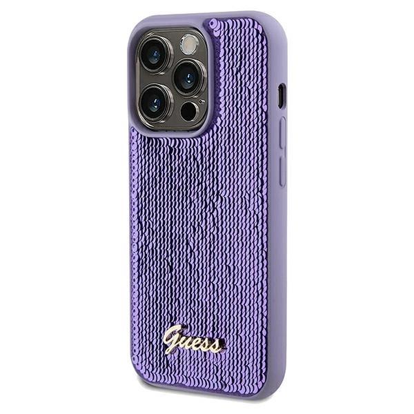 Guess Sequin Script Metal Case For Iphone 14 Pro - Purple