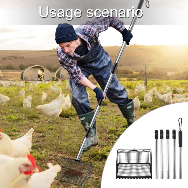 5 Part Extendable Handle Waste Tool With Integrated Attachment For Simple Pet And Poultry Waste Removal