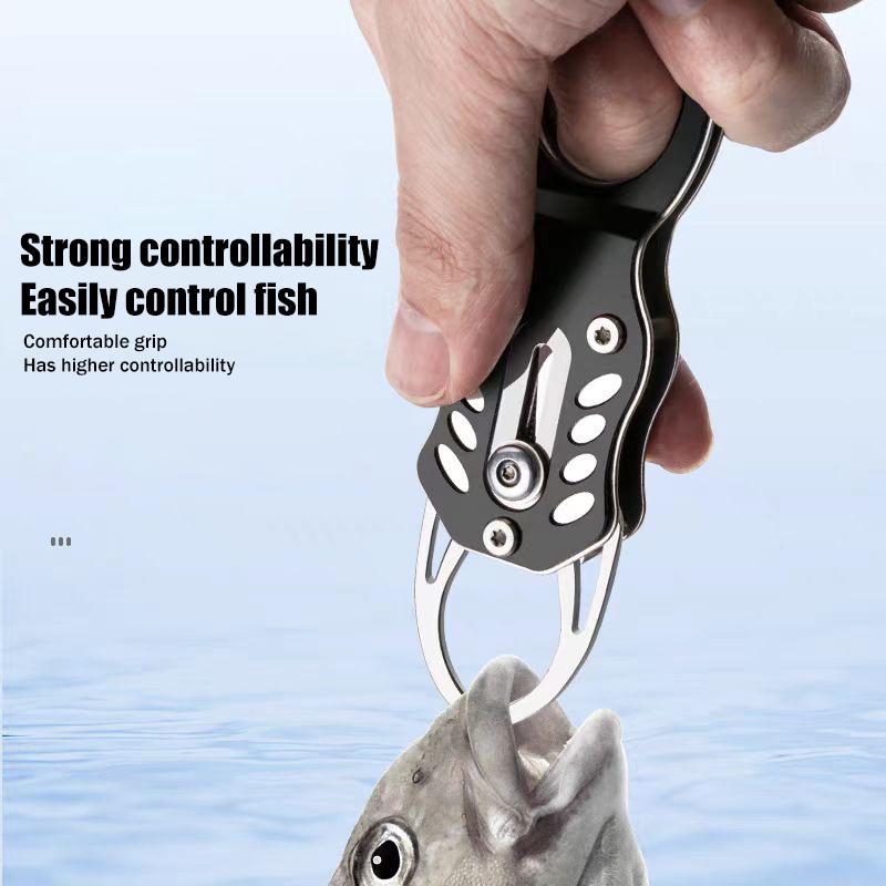Mini Fish Lip Grabber with Secure Lanyard Stainless Steel Designed for Efficient Fishing Adventures