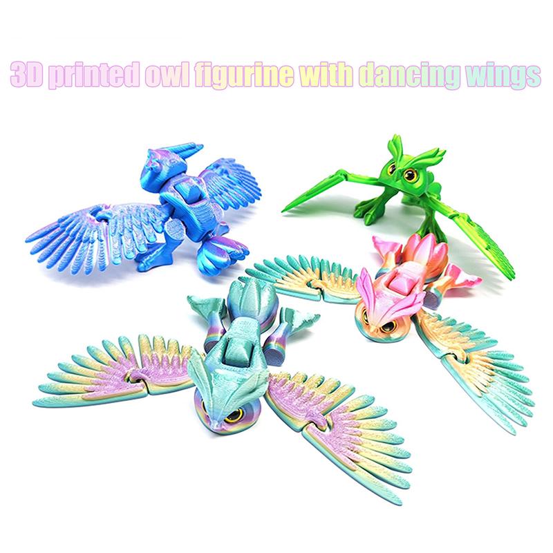 3D Printed Flying Owl Toy:Lifelike Desk Decor with Movable Wings for Realistic Soaring - Educational Gift