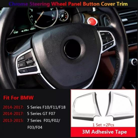 2x For BMW 5 7 Series F10 F07 F01 Car Interior Steering Wheel Button Cover Trims
