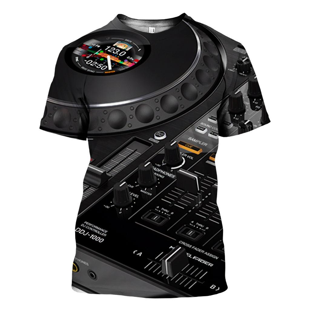 Саксофон Графический 3D Принт Летняя мужская футболка с круглым вырезом Повседневный короткий рукав свободный пуловер Модная уличная мужская одежда