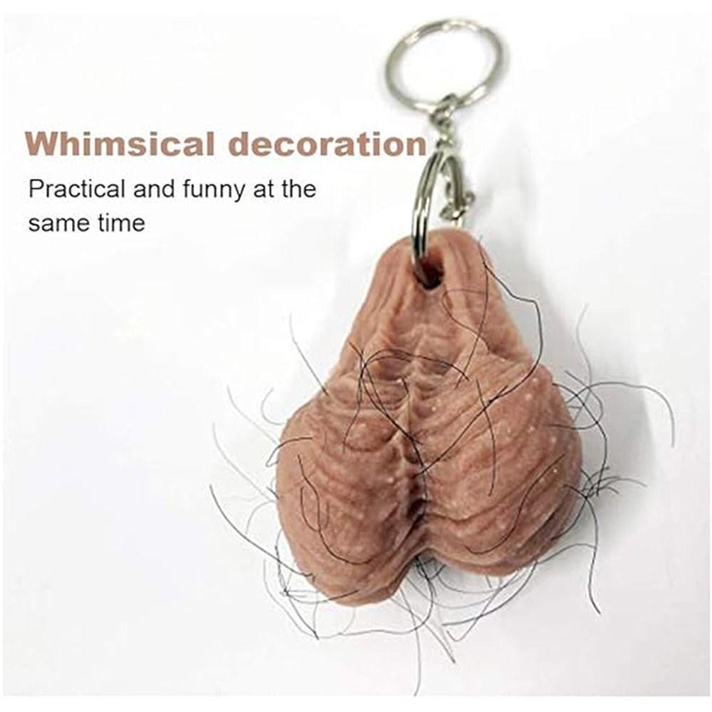 Дизайн яичек, брелок с волосатыми шариками, брелок для сумок, забавный брелок для автомобиля
