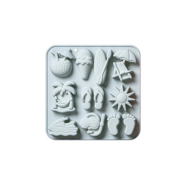 Summer Beach Theme Silicone Mold For Chocolate, Candy Chocolate Mold For Tropical Summer Party Marine Jello Cookie Ice Cube Mold