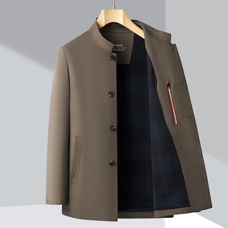 Весенняя новинка шелковая куртка мужская весенне-осенняя куртка с воротником-стойкой в деловом стиле без утюга