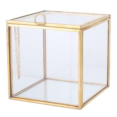 Стеклянный кашпо с золотым краем и геометрическим рисунком, контейнер для суккулентных растений, украшение для домашнего пейзажа