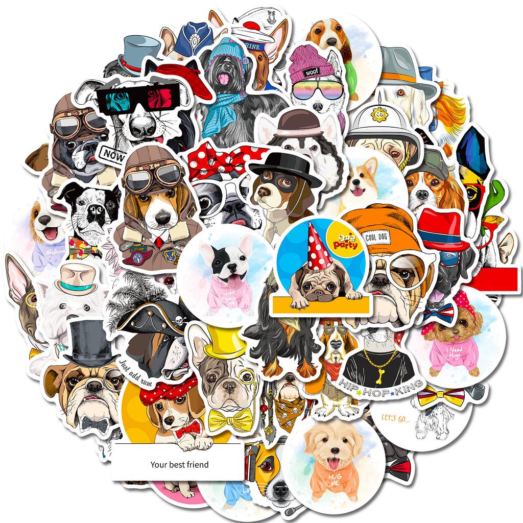New 50 Pictures of Various Cute Puppies Mixed and Matched Graffiti Stickers Decorative Stickers
