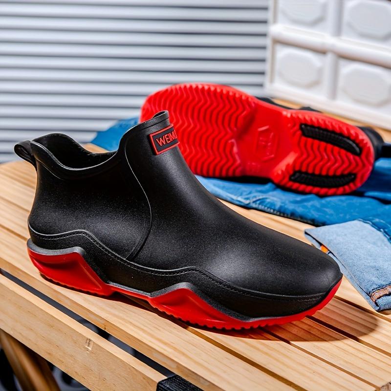 Trendy Outdoor Waterproof Anti Slip Durable Women's Rain Boots, Solid Color Garden Shoes