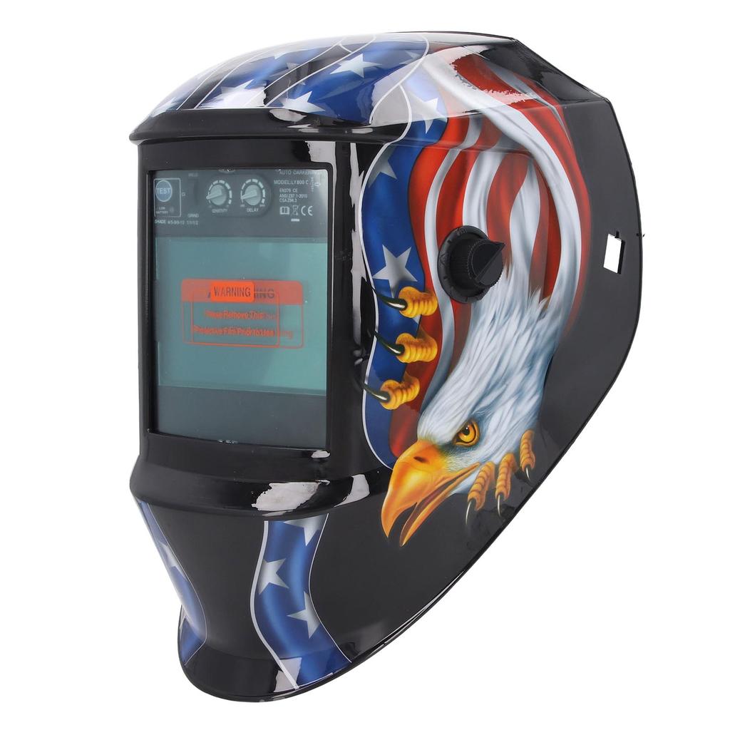 Сварочный шлем с рисунком орла, автоматическое затемнение, большой обзор, защита головы, регулируемая, питание от солнечной батареи