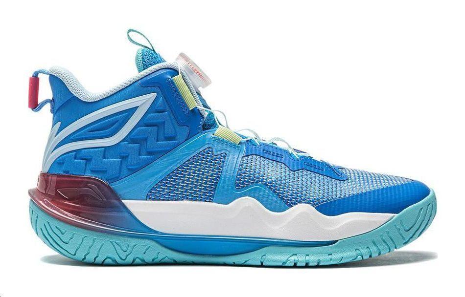 Li Ning YOUNG Авангард Силовая КОМАНДА 3 V3 Средняя высота Детские Баскетбольные Кроссовки Сине-Белые Детские YKBU038-9