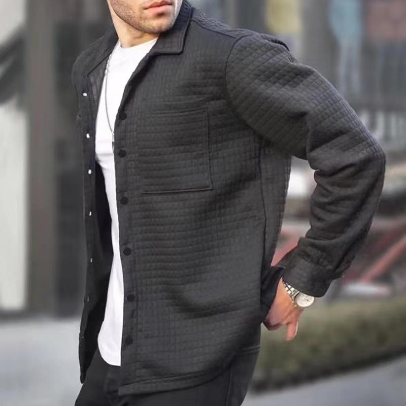 Men's Cardigan Small Checkered Long Sleeved Shirt Jacket Casual Large Size