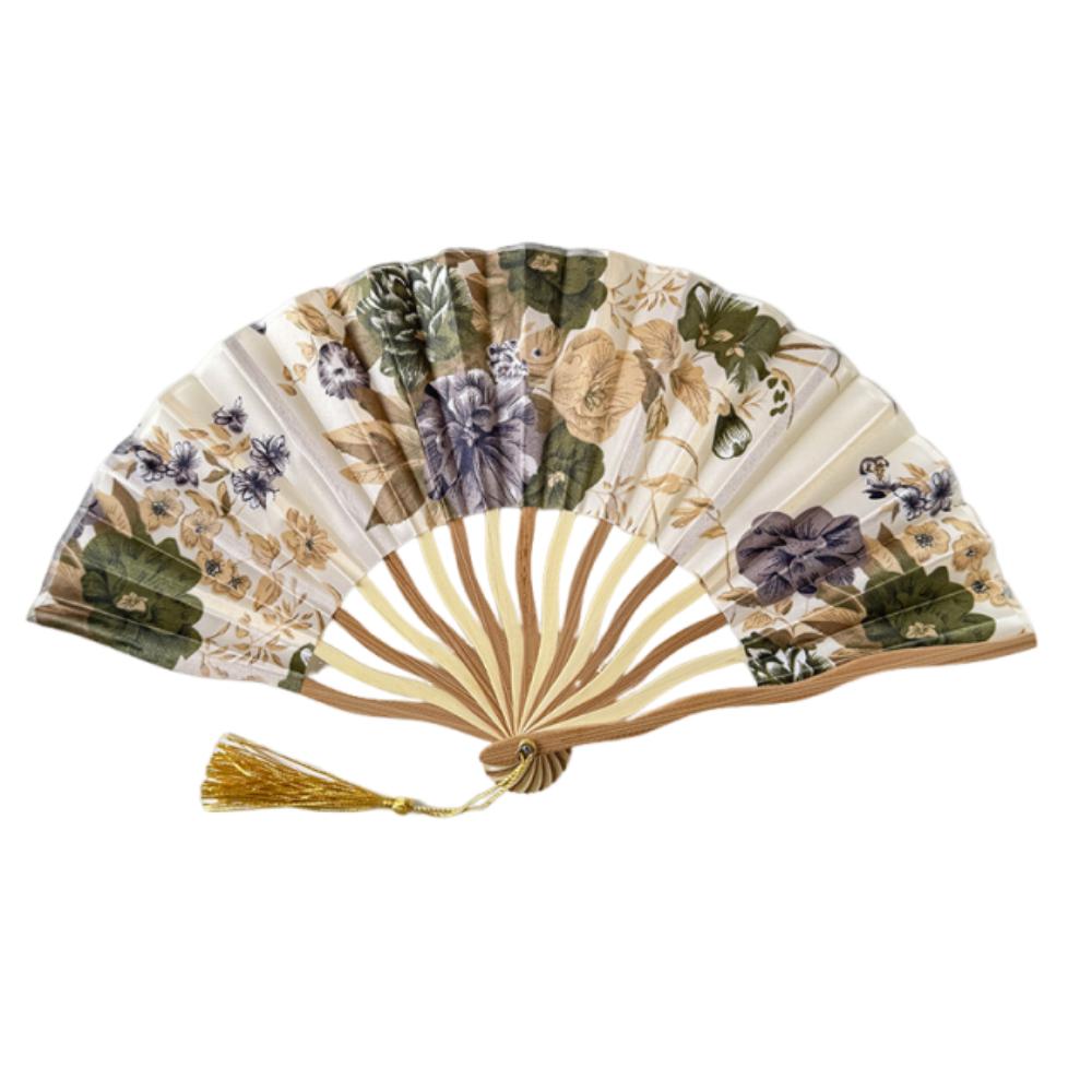 Шелковый складной веер в китайском стиле, классический складной веер с кисточкой, старинный ручной веер, подарок для девушки