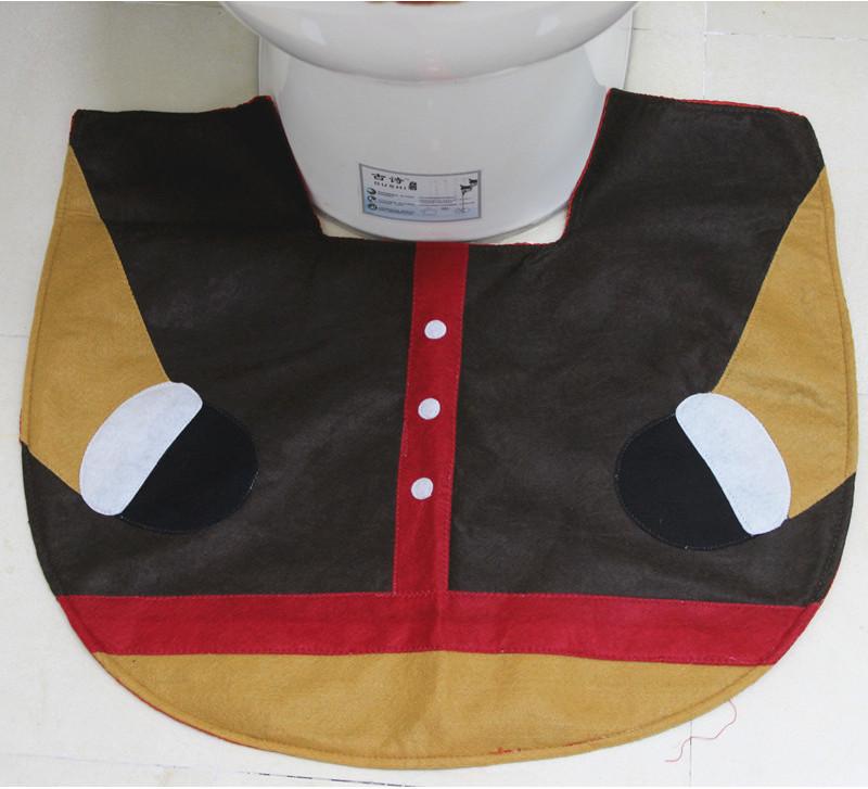 Festive Red And White Christmas Reindeer Toilet Seat Cover Set With Mat And Tank Lid For Holiday Cheer
