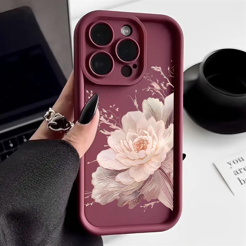 Чехол для iPhone 16 15 14 13 12 11 Pro Max Красивый Цветок Силиконовый ТПУ Чехол для Телефона Для iPhone 15 Чехлы