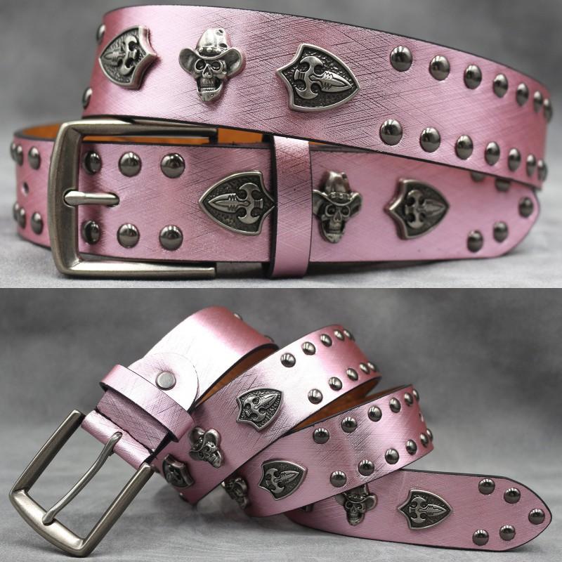 Punk Belt Men Women Rivet Decor PU Leather Waistband Casual Versatile