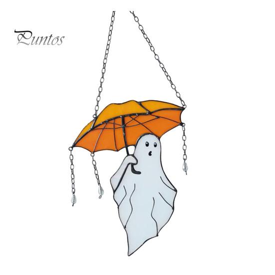 Halloween Umbrellas Ghost Hanging Decoration Home Office Indoor Outdoor Stained Glass Cartoon Ghost Wall Window Hanging Ornament