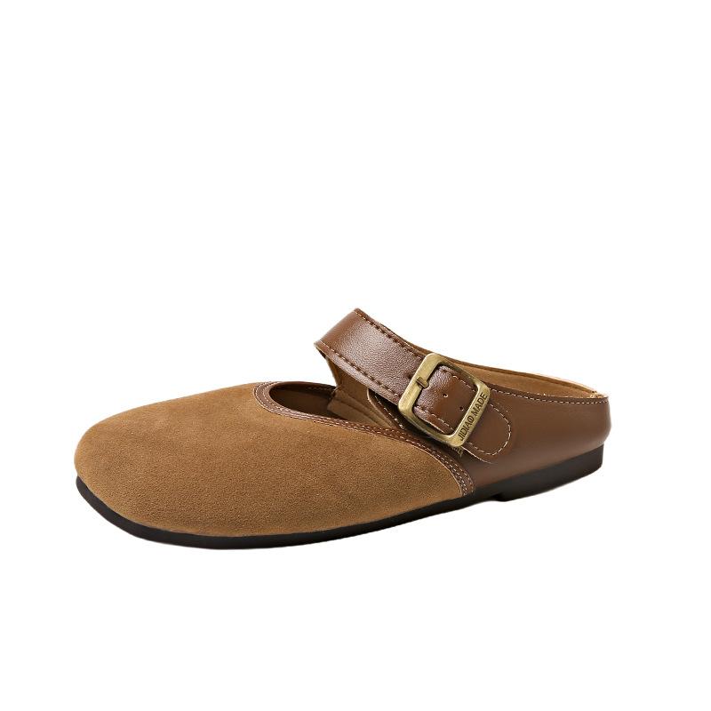 Женские туфли Boken в стиле ретро с мягкой подошвой, летняя новая серия Mori 2025 года с юбкой, ленивые тапочки с одной педалью и сумкой на голову