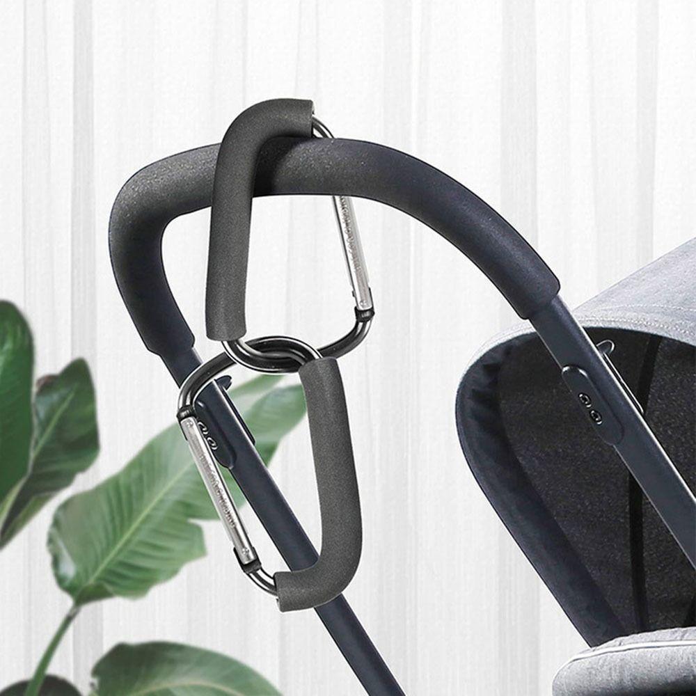 2Pcs D-Ring Baby Stroller Hook Sponge Handle Carriage Hanger Pram Lifting Button for Outdoor