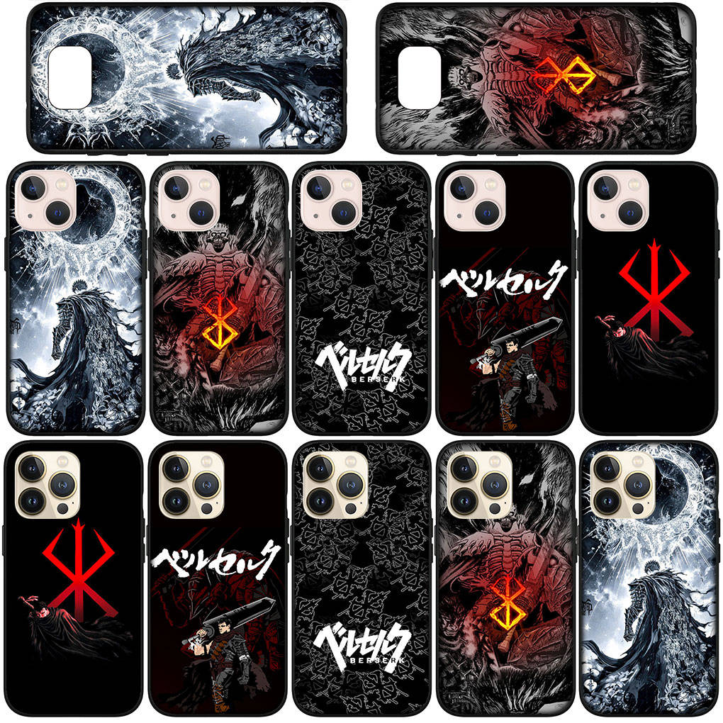 Чехол для телефона Samsung Galaxy S24 S23 iPhone 15 14 Xiaomi Redmi Note 13 12 11 8 10 9 Pro S22 S20 FE Max X XR OPPO A15 Huawei Berserk Guts аниме-чехол