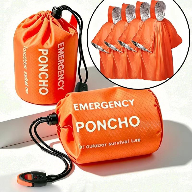 Emergency Raincoat Thermal Blanket Double-Sided Aluminized Mylar Survival Gear for Camping Hiking