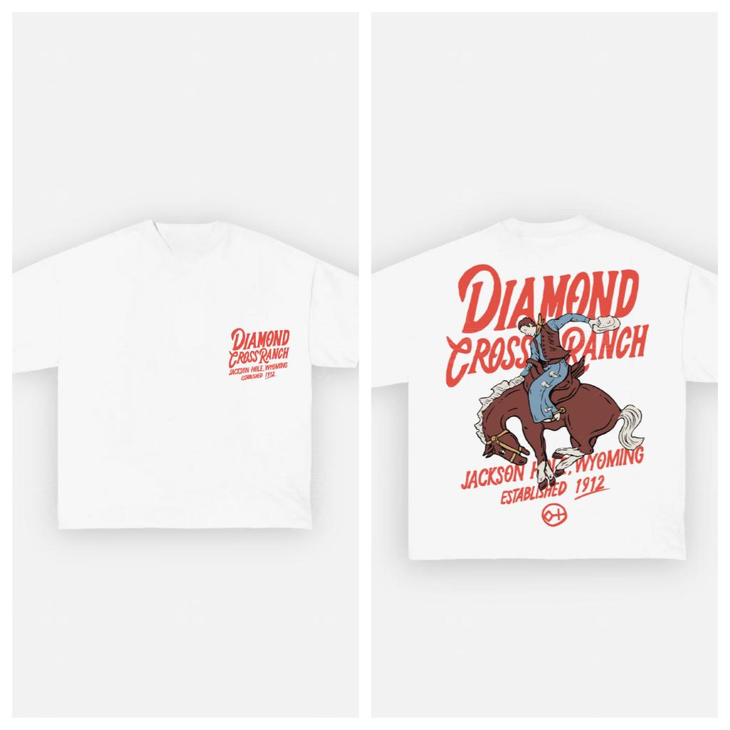 Хлопковая футболка Diamond Cross Ranch Унисекс Мужская Женская Летняя с коротким рукавом Модный топ Повседневная Винтажная мода Ежедневная Винтажная футболка