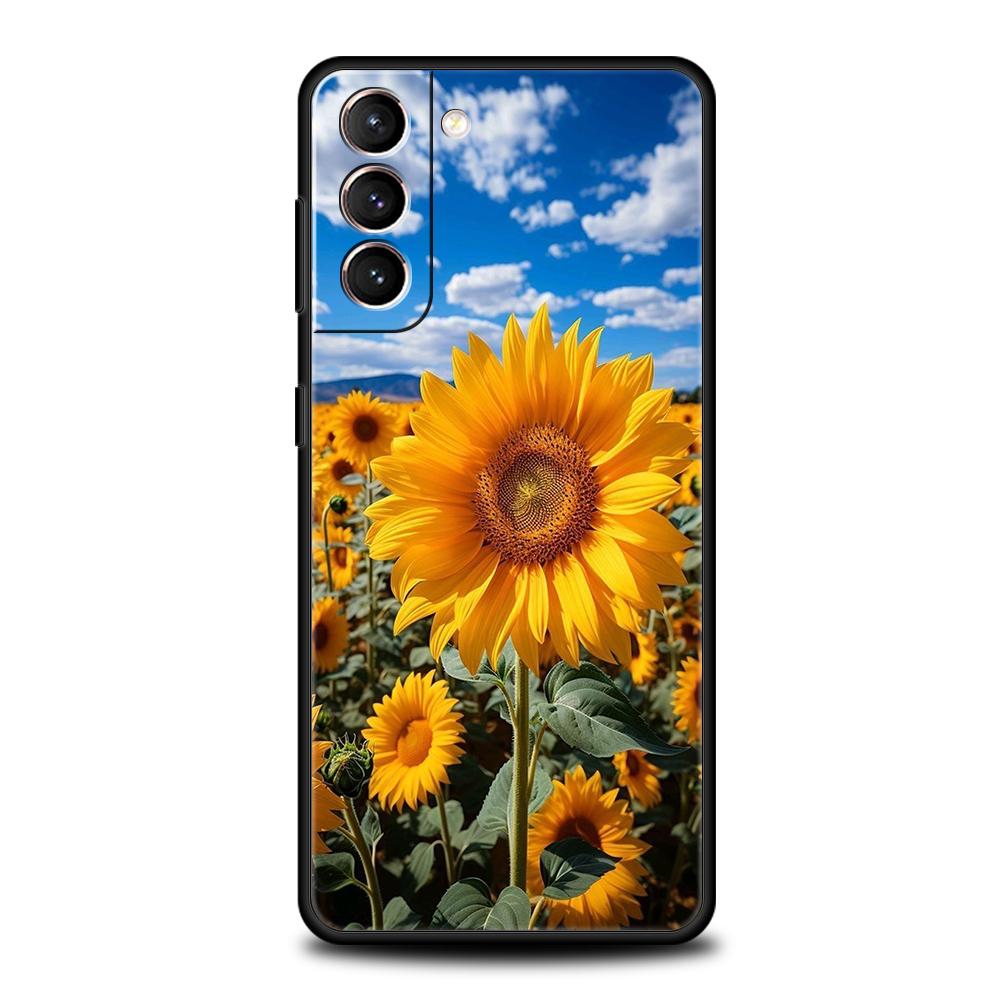 Красивый желтый чехол-подсолнух для Samsung Galaxy S25 Edge S24 S23 S22 Ultra S20 S21 FE 5G S10 S9 Plus S10E Мягкая крышка