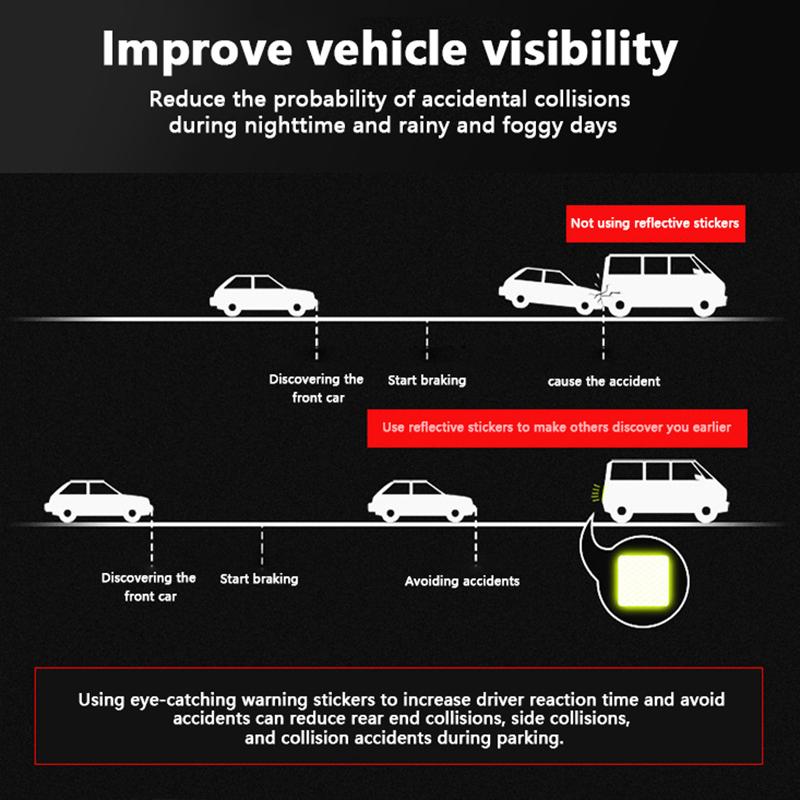 10 шт. светоотражающая предупреждающая наклейка на автомобиль, лента безопасности, предупреждающая о столкновении, светоотражающая наклейка на багажник автомобиля, мотоцикла