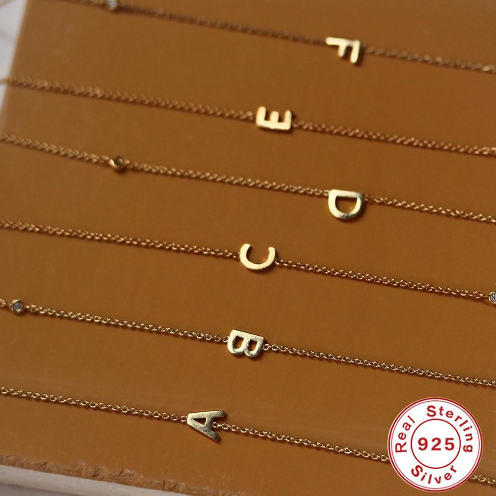 Серебряное ожерелье S925 из 26 французских букв в винтажном стиле с глянцевой премиальной буквой и бриллиантами на ключицу