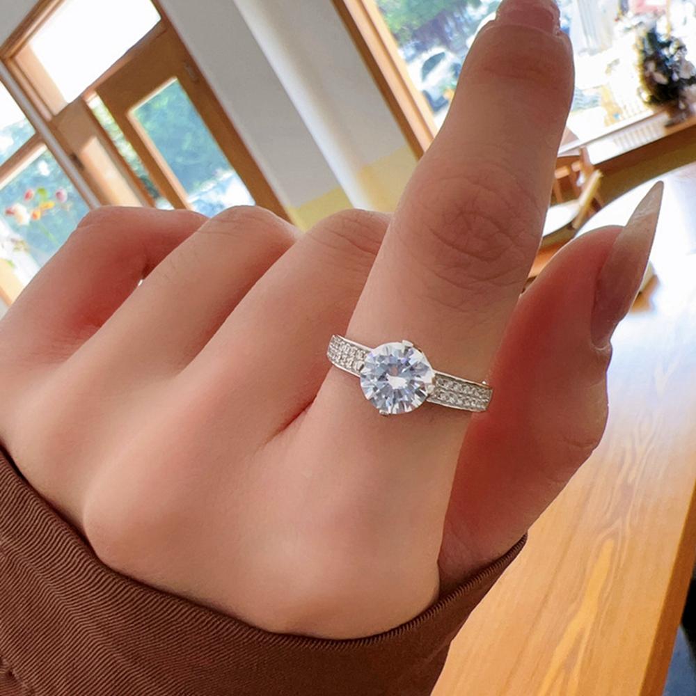 Vinregem Классическое кольцо из 100% стерлингового серебра 925 пробы с бриллиантами круглой огранки 7 мм 1,25 карата 3EX VVS1 D Цвет настоящий муассанит с бриллиантами 2 шт. Свадебные помолвочные украшения