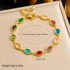 DIEYURO 316L Stainless Steel Colorful Stones Zircon Inlaid Bracelet For Women Simple Classic Waterproof Wrist Chain Party Gift