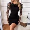 2024 Cross-Border Women's Slimming Dress with Mesh Sleeves
