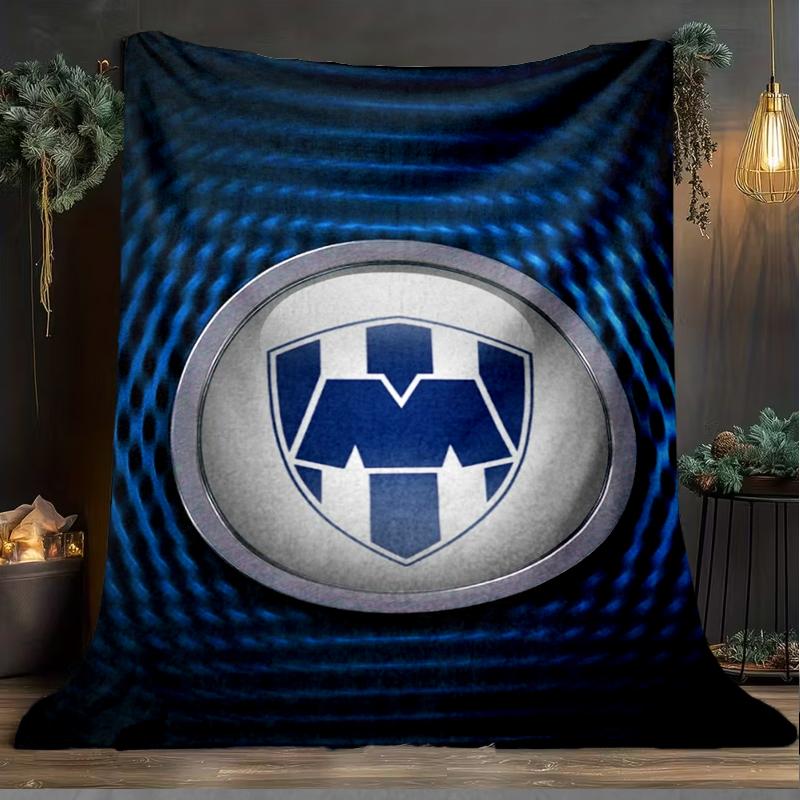 1PC C.F.Monterrey Football Crest Art Printed Soft Flannel Blanket Throw for Adult Bedroom Living Room Sofa Camping Travel Fan gifts Christmas Gifts