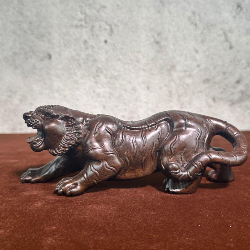 Резной тигр из черного дерева - Украшение для дома, подарок, одно из двенадцати животных зодиака