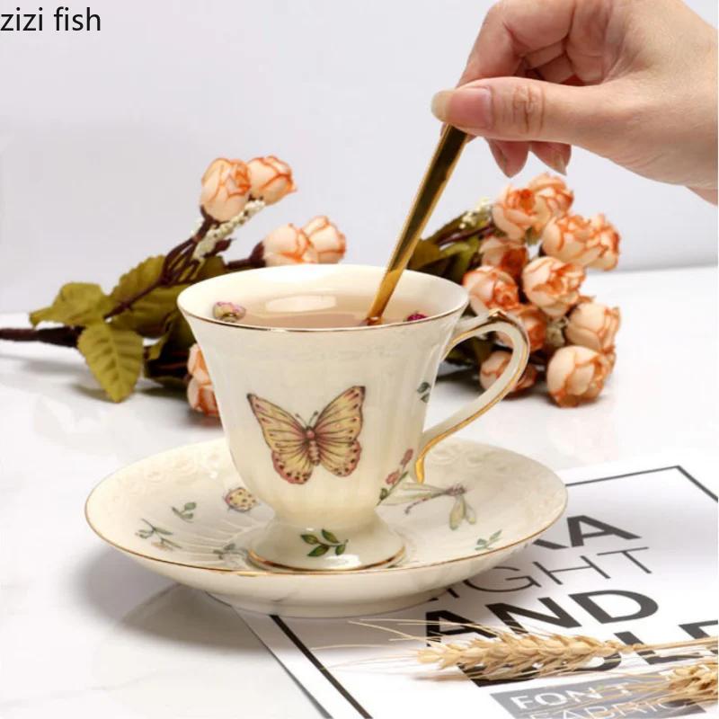 Rural Style Ceramics Coffee Cup and Saucer Afternoon Tea Mug Flower Tea Cup Water Cups Coffee Mug Breakfast Cup Milk Mugs