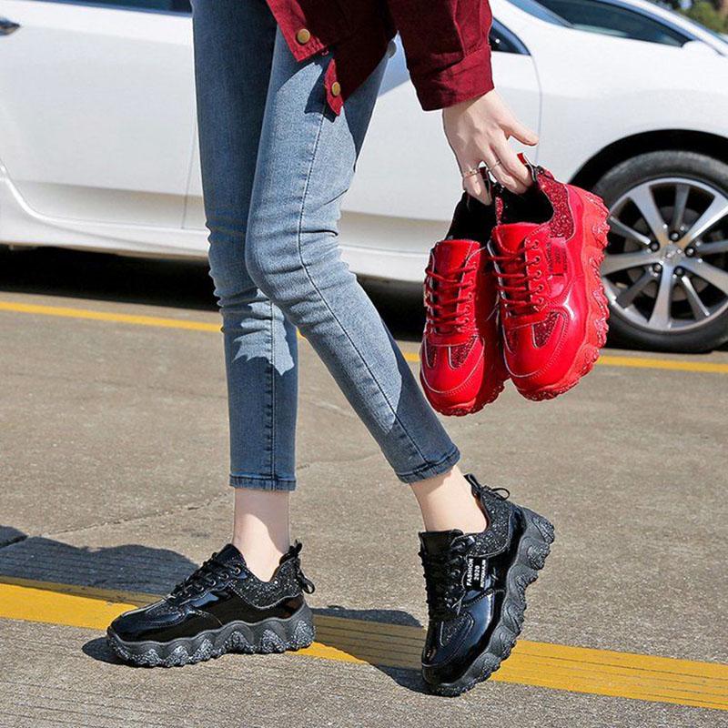 Sneakers Women Spring Fashion Sequined Cloth Bling Breathable Round Toe Leisure Chunky Women Shoes Tenis Feminino