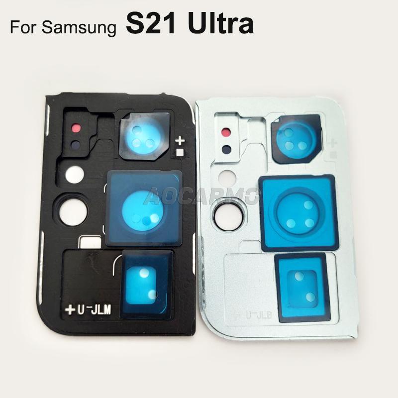 Aocarmo Для Samsung Galaxy S21U S21 Ultra Задняя Крышка Стекло Объектива Камеры С Рамкой Клейкая Наклейка Клей