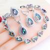 Magic Rainbow CZ Jewelry Sets 925 Sterling Silver Wedding Bracelets Rings Pendant Earrings Necklace Bridal Set for Women