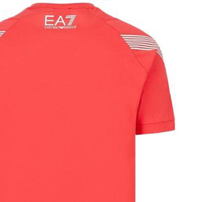 Emporio Armani SS23 Серия EA7 Полосатая футболка с круглым вырезом и принтом логотипа Мужские Топы Оранжевый 3RPT03-PJ3BZ-1480