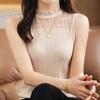 Women Vest Summer MODERN NEW SAGA Knitted T-shirt Sleeveless Basic Tees Wool Knit Tank Knit Top Turtleneck Female