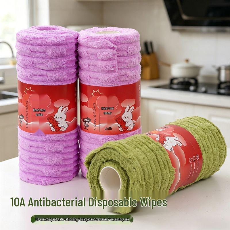 Bamboo Velvet Weekly Disposable Rag - Tearable Cleaning Cloth for Dry/Wet Use, Oil & Stain Removal in Kitchen